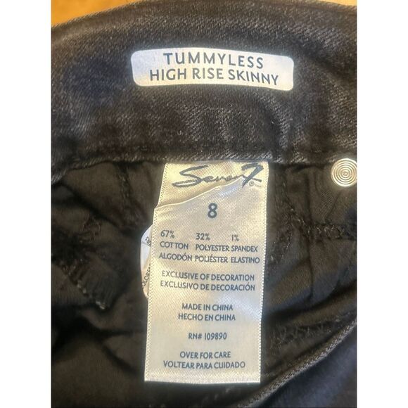 Seven7 Jeans Womens 8 Black Distressed Tummyless High Rise Skinny Stretch (5849) - Picture 8 of 8